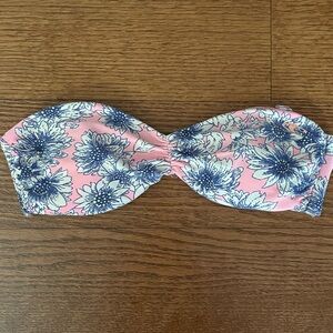 O’Neill strapless pink floral boho bikini top